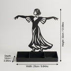 Women Jewelry Stand & Organizer | Flamenco Dancer Valet Tray for Cufflinks, Rings, Watches | Black Metal Desk Accessory | Gift for Him