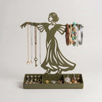Women Jewelry Stand & Organizer | Flamenco Dancer Valet Tray for Cufflinks, Rings, Watches | Black Metal Desk Accessory | Gift for Him