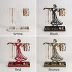 Women Jewelry Stand & Organizer | Flamenco Dancer Valet Tray for Cufflinks, Rings, Watches | Black Metal Desk Accessory | Gift for Him