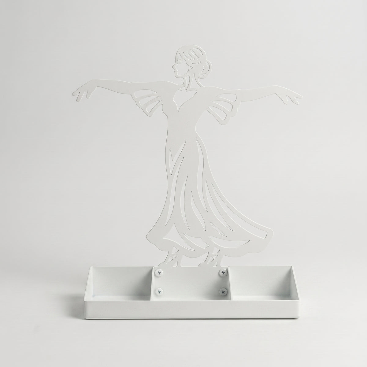 Women Jewelry Stand & Organizer | Flamenco Dancer Valet Tray for Cufflinks, Rings, Watches | Black Metal Desk Accessory | Gift for Him