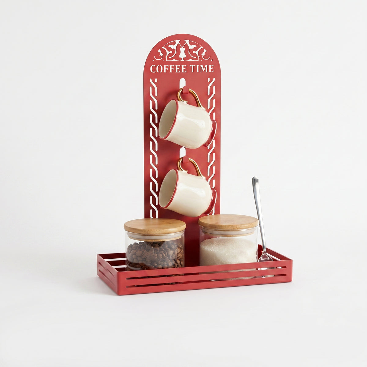 Metal Coffee Station & 2 Mug Holder Tray, 4 Colors Available