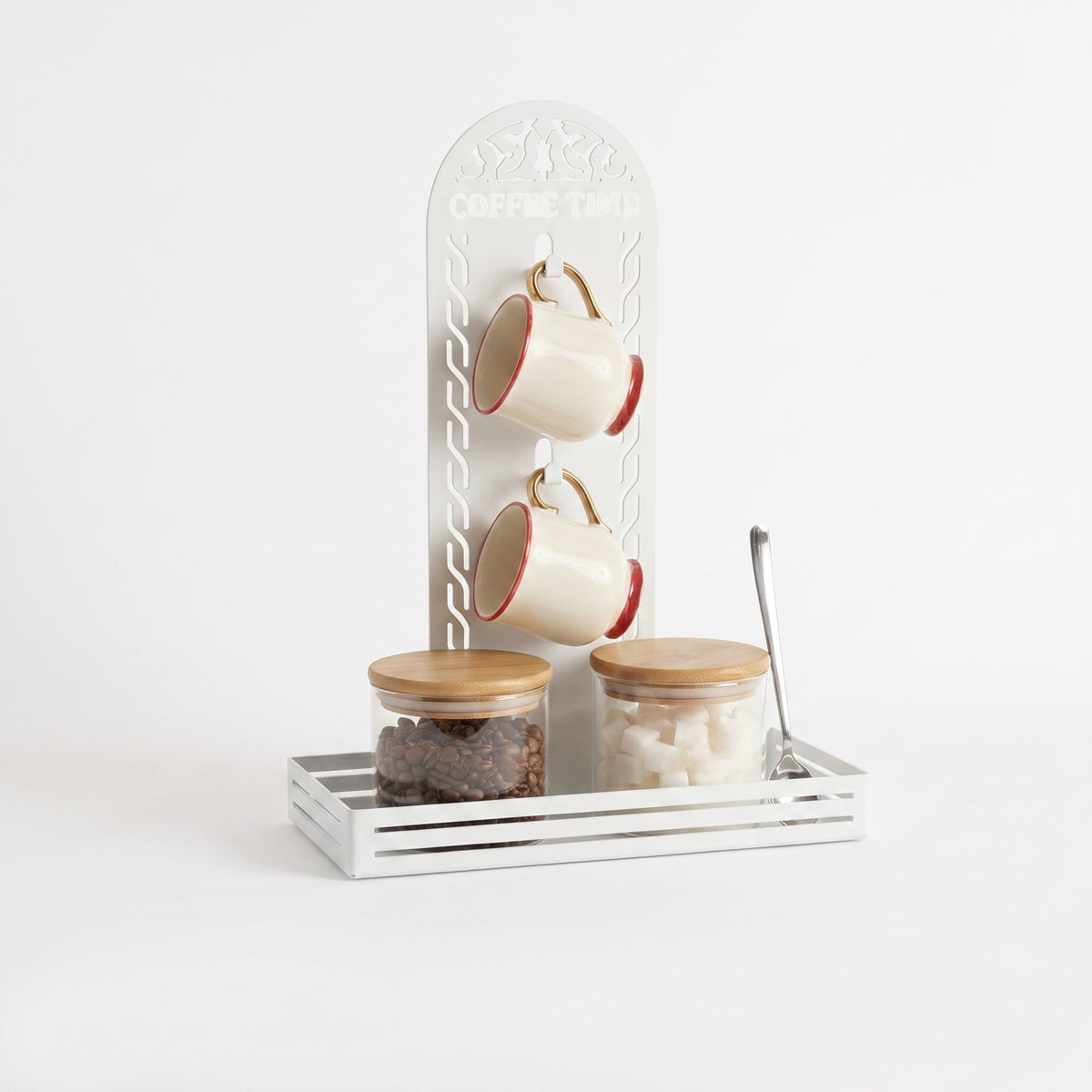 Metal Coffee Station & 2 Mug Holder Tray, 4 Colors Available