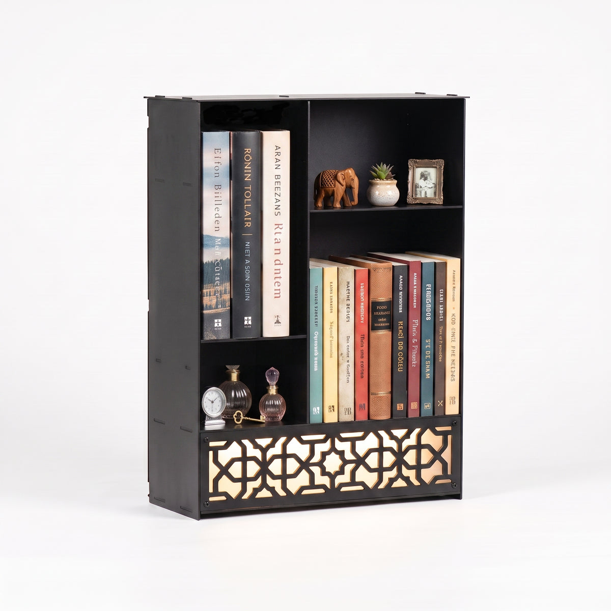 Metal Desk Organizer with Light, Desktop Bookshelf, Minimalist Book Holder