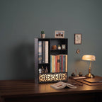 Metal Desk Organizer with Light, Desktop Bookshelf, Minimalist Book Holder