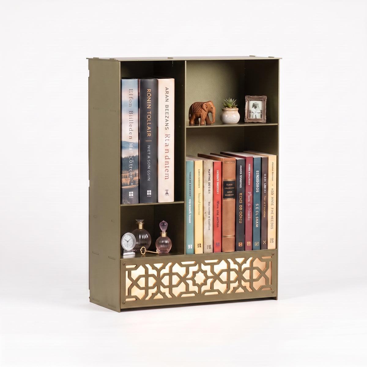 Metal Desk Organizer with Light, Desktop Bookshelf, Minimalist Book Holder