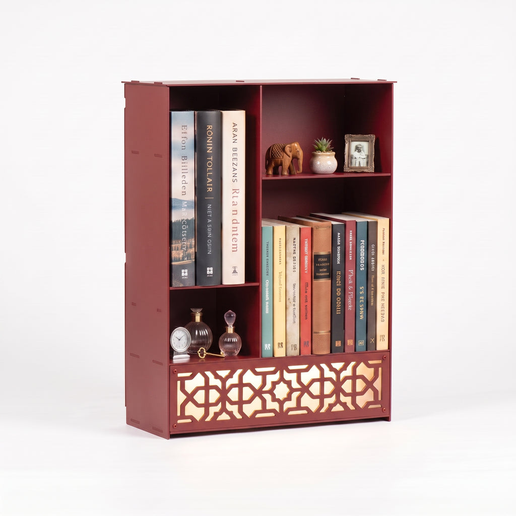 Metal Desk Organizer with Light, Desktop Bookshelf, Minimalist Book Holder