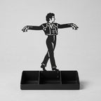 Mens Jewelry Stand & Organizer | Flamenco Dancer Valet Tray for Cufflinks, Rings, Watches | Black Metal Desk Accessory | Gift for Him