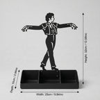 Mens Jewelry Stand & Organizer | Flamenco Dancer Valet Tray for Cufflinks, Rings, Watches | Black Metal Desk Accessory | Gift for Him