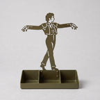 Mens Jewelry Stand & Organizer | Flamenco Dancer Valet Tray for Cufflinks, Rings, Watches | Black Metal Desk Accessory | Gift for Him