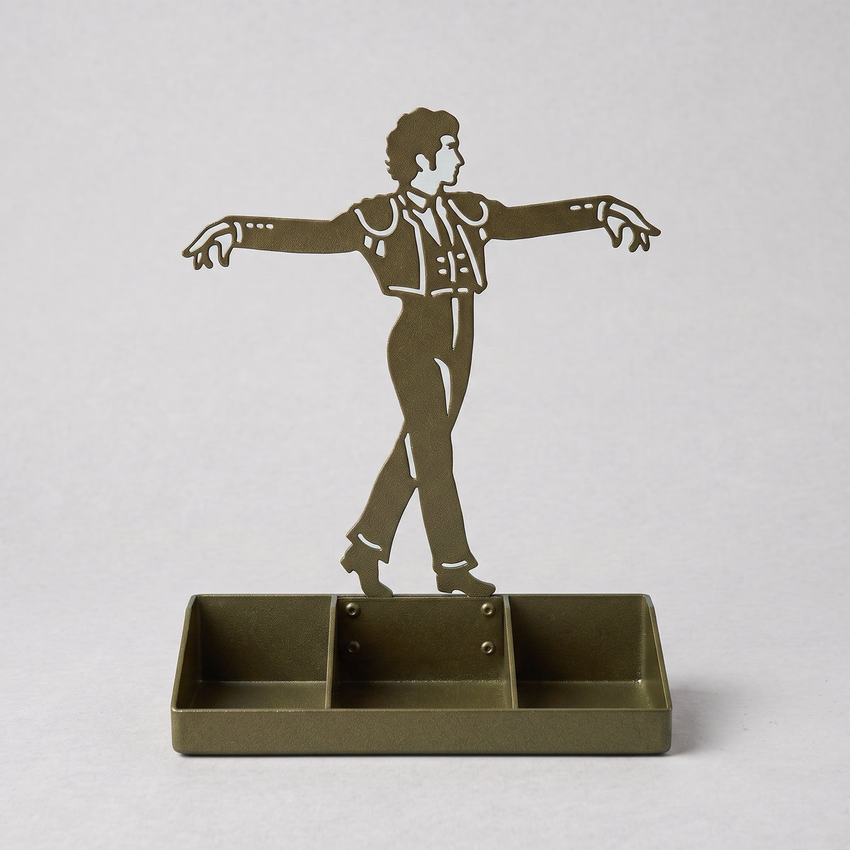 Mens Jewelry Stand & Organizer | Flamenco Dancer Valet Tray for Cufflinks, Rings, Watches | Black Metal Desk Accessory | Gift for Him