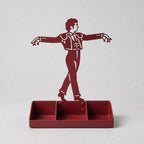 Mens Jewelry Stand & Organizer | Flamenco Dancer Valet Tray for Cufflinks, Rings, Watches | Black Metal Desk Accessory | Gift for Him