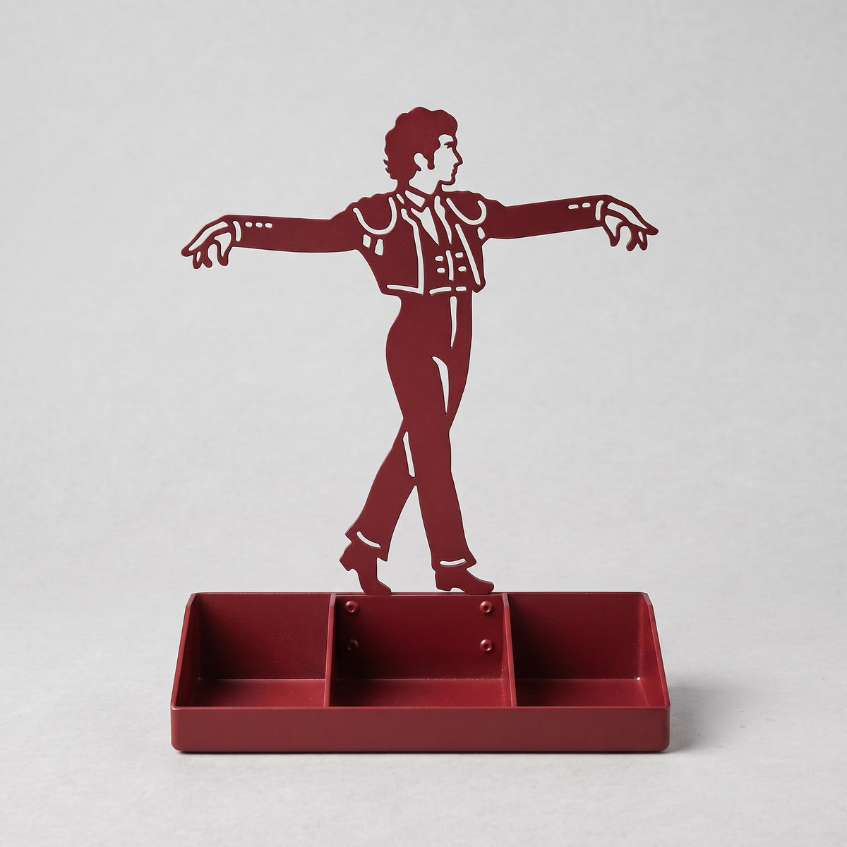 Mens Jewelry Stand & Organizer | Flamenco Dancer Valet Tray for Cufflinks, Rings, Watches | Black Metal Desk Accessory | Gift for Him