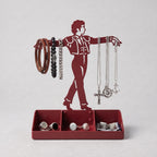 Mens Jewelry Stand & Organizer | Flamenco Dancer Valet Tray for Cufflinks, Rings, Watches | Black Metal Desk Accessory | Gift for Him