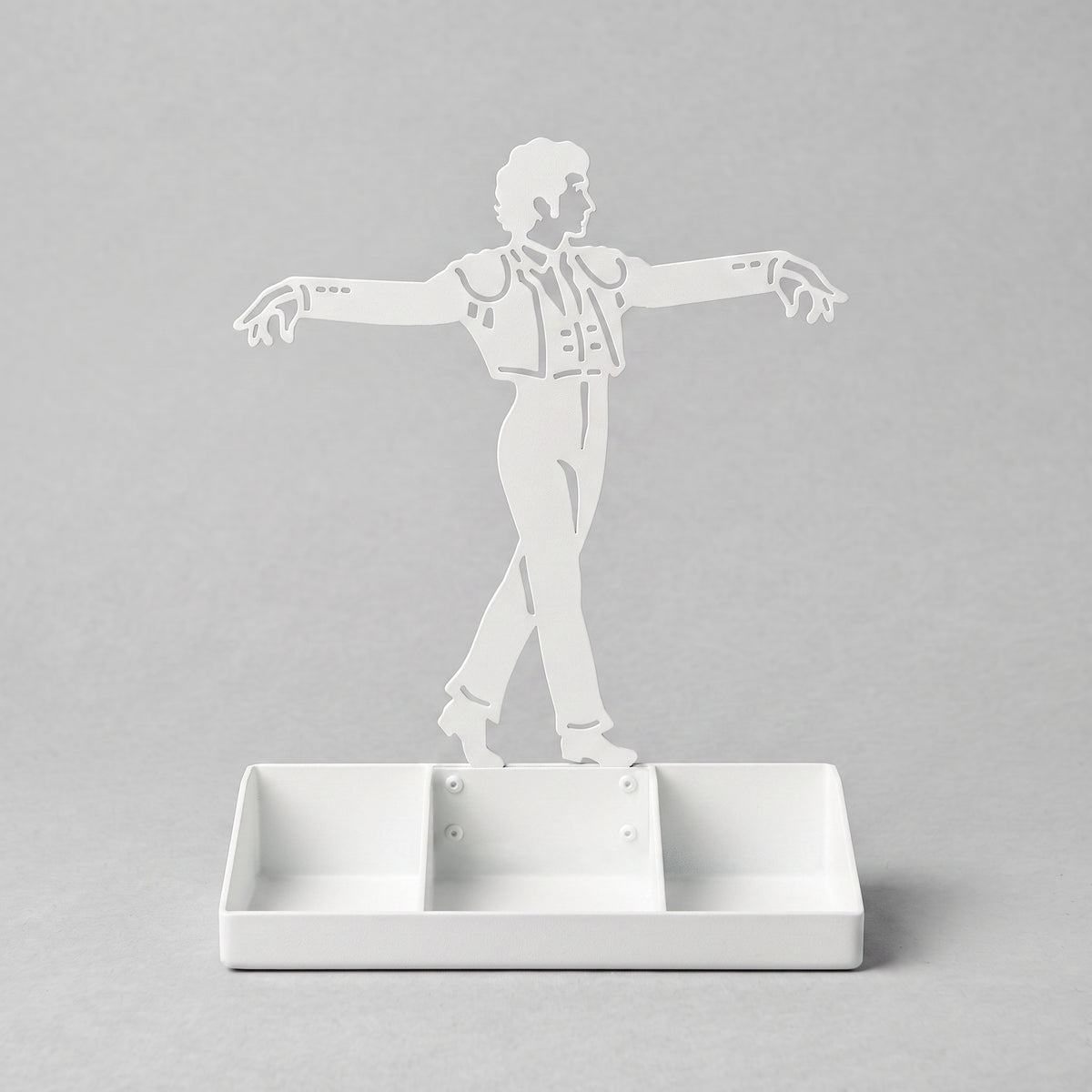 Mens Jewelry Stand & Organizer | Flamenco Dancer Valet Tray for Cufflinks, Rings, Watches | Black Metal Desk Accessory | Gift for Him