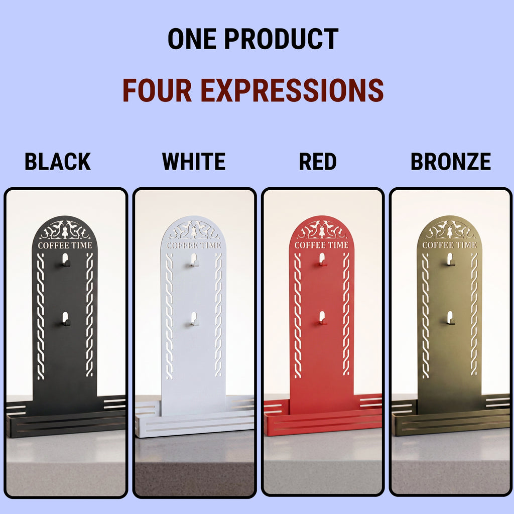 Metal Coffee Station & 2 Mug Holder Tray, 4 Colors Available
