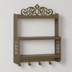 Wall-Mounted Metal Coffee Station Shelf with Mug Hooks