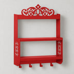 Wall-Mounted Metal Coffee Station Shelf with Mug Hooks