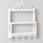 Wall-Mounted Metal Coffee Station Shelf with Mug Hooks