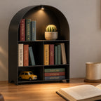 Modern Metal Bookshelf with LED Light | Multifunctional Display Shelf | Home Organizer