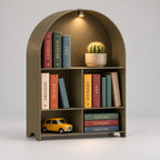 Modern Metal Bookshelf with LED Light | Multifunctional Display Shelf | Home Organizer