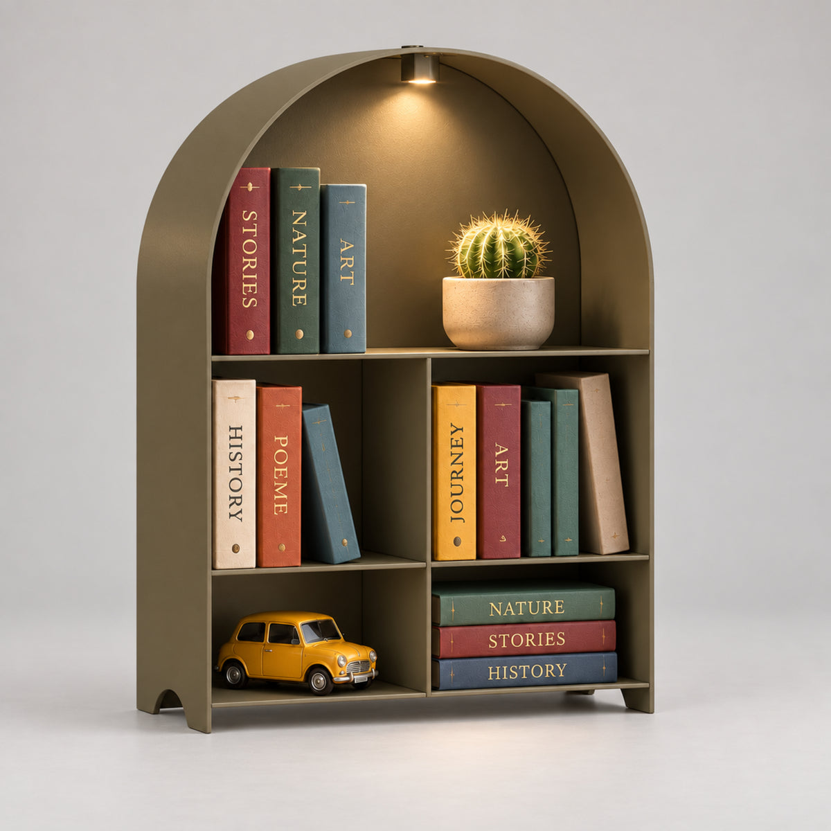Modern Metal Bookshelf with LED Light | Multifunctional Display Shelf | Home Organizer