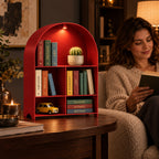 Modern Metal Bookshelf with LED Light | Multifunctional Display Shelf | Home Organizer