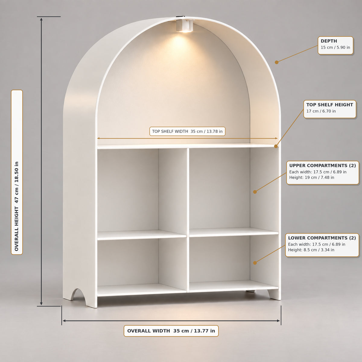 Modern Metal Bookshelf with LED Light | Multifunctional Display Shelf | Home Organizer