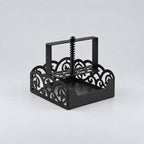 Square Metal Napkin Holder with Spring-Loaded Press and Laser-Cut Sides