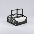 Square Metal Napkin Holder with Spring-Loaded Press and Laser-Cut Sides