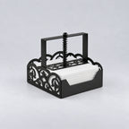 Square Metal Napkin Holder with Spring-Loaded Press and Laser-Cut Sides
