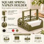 Square Metal Napkin Holder with Spring-Loaded Press and Laser-Cut Sides