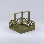 Square Metal Napkin Holder with Spring-Loaded Press and Laser-Cut Sides