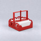 Square Metal Napkin Holder with Spring-Loaded Press and Laser-Cut Sides