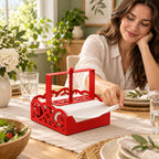 Square Metal Napkin Holder with Spring-Loaded Press and Laser-Cut Sides