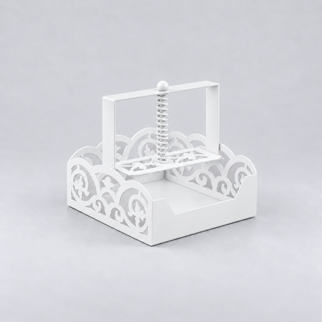 Square Metal Napkin Holder with Spring-Loaded Press and Laser-Cut Sides