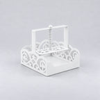 Square Metal Napkin Holder with Spring-Loaded Press and Laser-Cut Sides