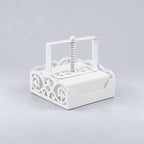 Square Metal Napkin Holder with Spring-Loaded Press and Laser-Cut Sides