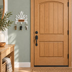 Personalized Metal Wall Key Holder with Oak Nameplate, Entryway Organizer