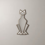 Geometric Cat Wall Mirror, Minimalist Metal Frame, Modern Animal Home Decor