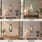 Geometric Cat Wall Mirror, Minimalist Metal Frame, Modern Animal Home Decor