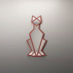 Geometric Cat Wall Mirror, Minimalist Metal Frame, Modern Animal Home Decor
