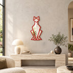 Geometric Cat Wall Mirror, Minimalist Metal Frame, Modern Animal Home Decor