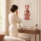 Geometric Cat Wall Mirror, Minimalist Metal Frame, Modern Animal Home Decor