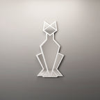 Geometric Cat Wall Mirror, Minimalist Metal Frame, Modern Animal Home Decor