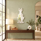 Geometric Cat Wall Mirror, Minimalist Metal Frame, Modern Animal Home Decor