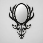 Geometric Deer Head Wall Mirror, Black Metal Animal Mirror, Modern Bathroom Decor, Entryway Wall Art, Housewarming Gift