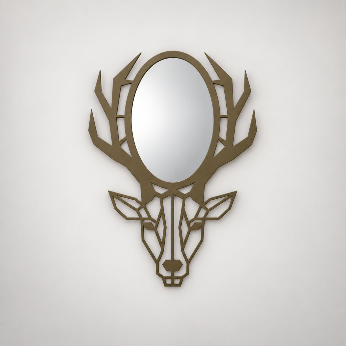 Geometric Deer Head Wall Mirror, Black Metal Animal Mirror, Modern Bathroom Decor, Entryway Wall Art, Housewarming Gift