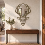 Geometric Deer Head Wall Mirror, Black Metal Animal Mirror, Modern Bathroom Decor, Entryway Wall Art, Housewarming Gift