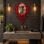 Geometric Deer Head Wall Mirror, Black Metal Animal Mirror, Modern Bathroom Decor, Entryway Wall Art, Housewarming Gift