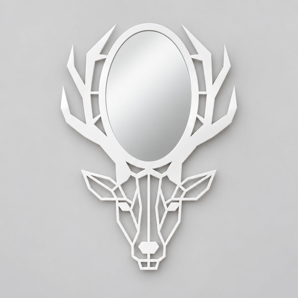 Geometric Deer Head Wall Mirror, Black Metal Animal Mirror, Modern Bathroom Decor, Entryway Wall Art, Housewarming Gift
